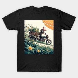 Pig on botanical cargo bike T-Shirt